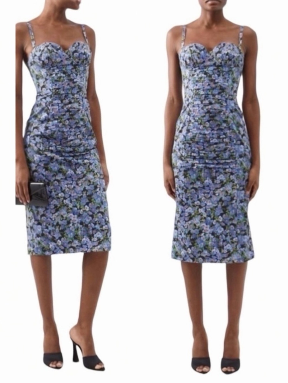 CAROLINA HERRERA Anemone Print Ruched Midi Cocktail
Sleeveless Dress NEW size 8
